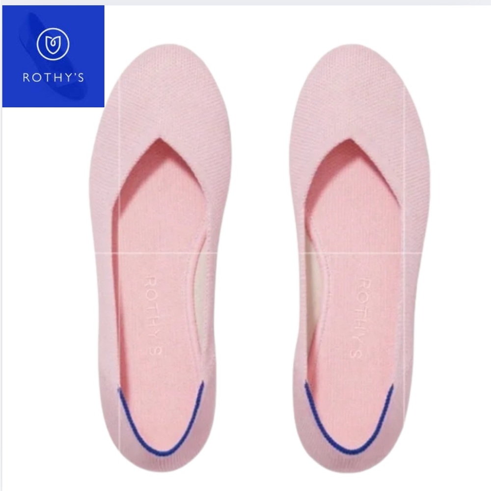 Rothy's Blush Pink Ballet Flats W/Tortoise Soles, size 10